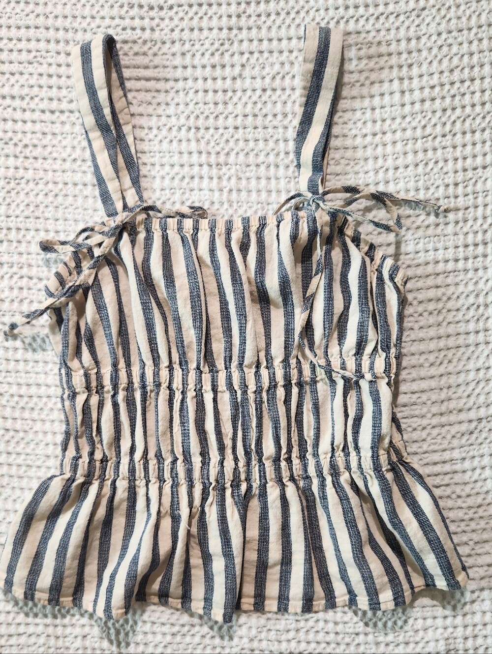 Universal Thread Blue & Cream Striped Smocked Tank